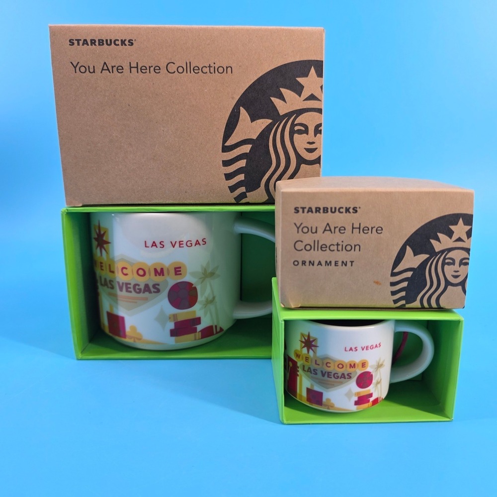 Starbucks You Are Here Collection Las Vegas 14oz Mug and 2oz‎ Ornament Set Boxed